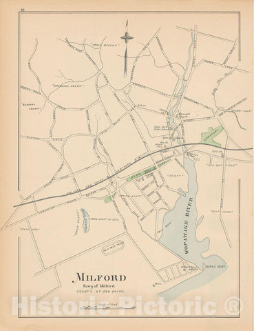 Historic Map : Milford 1893 , Town and City Atlas State of Connecticut , Vintage Wall Art