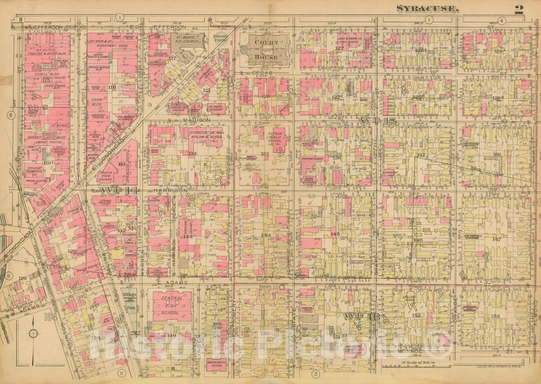 Historic Map : Atlas City of Syracuse, NY and Suburbs, Syracuse 1924 Plate 002 , Vintage Wall Art