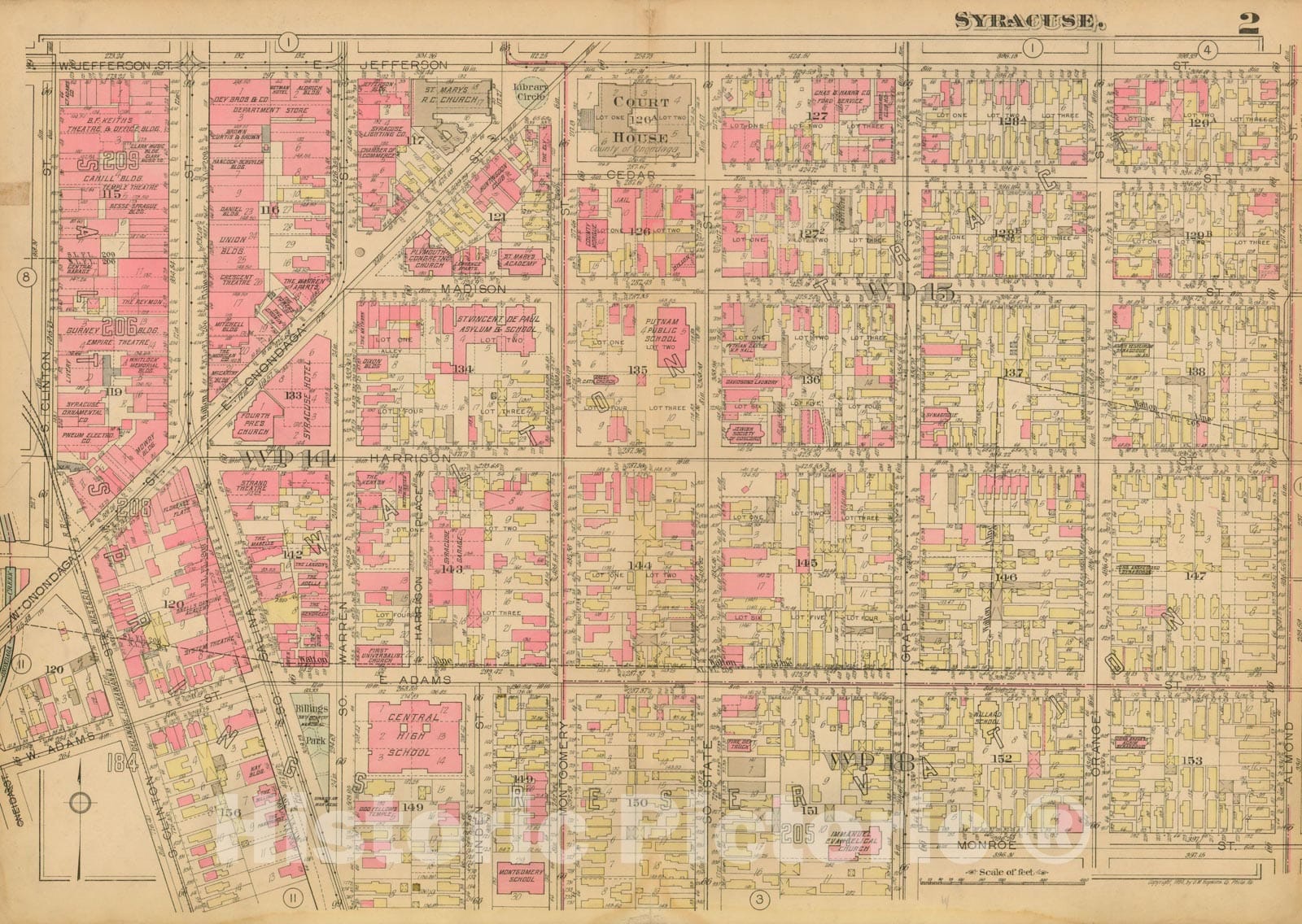 Historic Map : Atlas City of Syracuse, NY and Suburbs, Syracuse 1924 Plate 002 , Vintage Wall Art