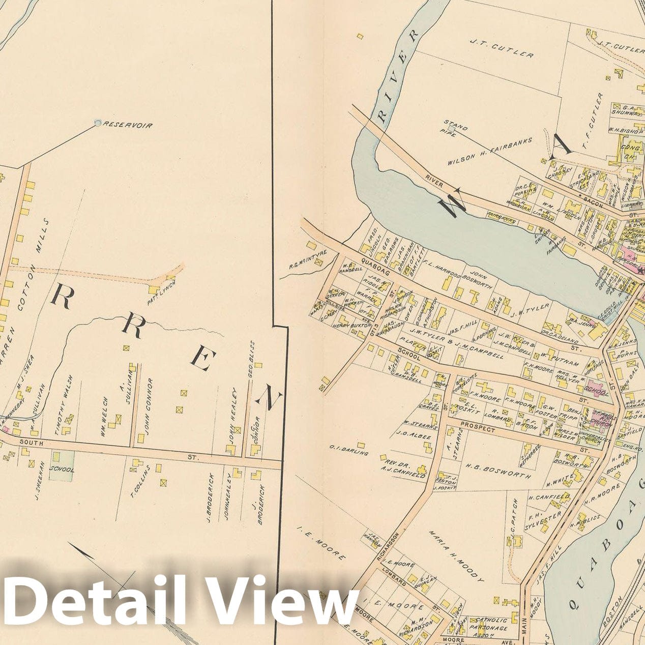 Historic Map : New Topo Atlas County of Worcester, Warren 1898 Plate 026 , Vintage Wall Art