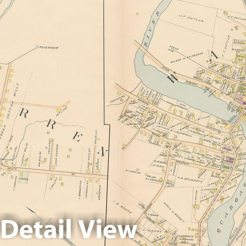 Historic Map : New Topo Atlas County of Worcester, Warren 1898 Plate 026 , Vintage Wall Art