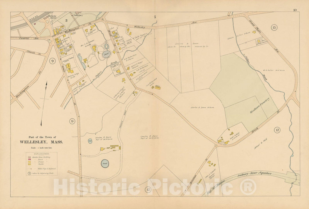 Historic Map : Atlas of Wellesley, Wellesley 1897 Plate 010 , Vintage Wall Art