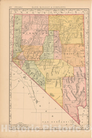 Historic Map : United States Maps, Nevada 1894 , Vintage Wall Art