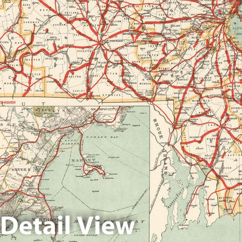 Historic Map : Massachusetts 1900 , Northeast U.S. State & City Maps , Vintage Wall Art