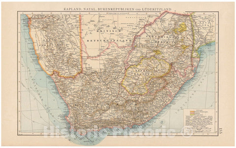 Historic Map : South Africa 1899 , Andrees Allgemeiner Handatlas , Vintage Wall Art