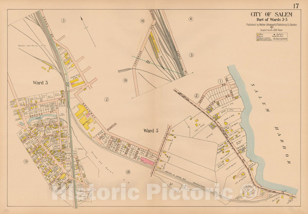 Historic Map : Atlas City of Salem, Salem 1911 Plate 017 , Vintage Wall Art