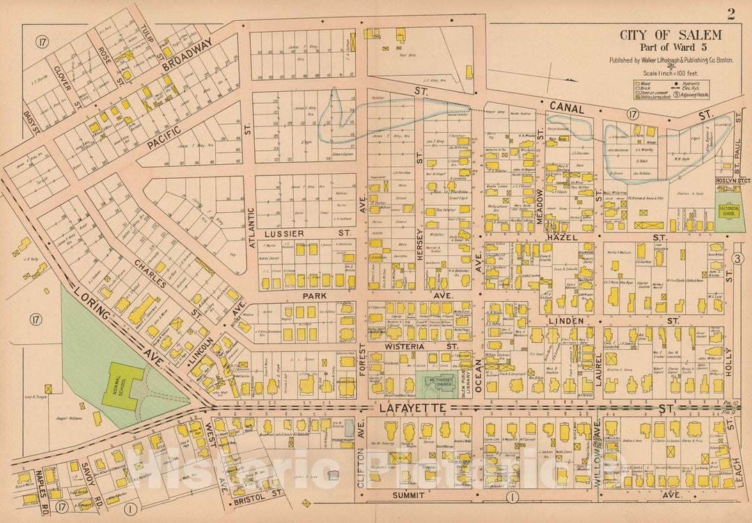 Historic Map : Atlas City of Salem, Salem 1911 Plate 002 , Vintage Wall Art