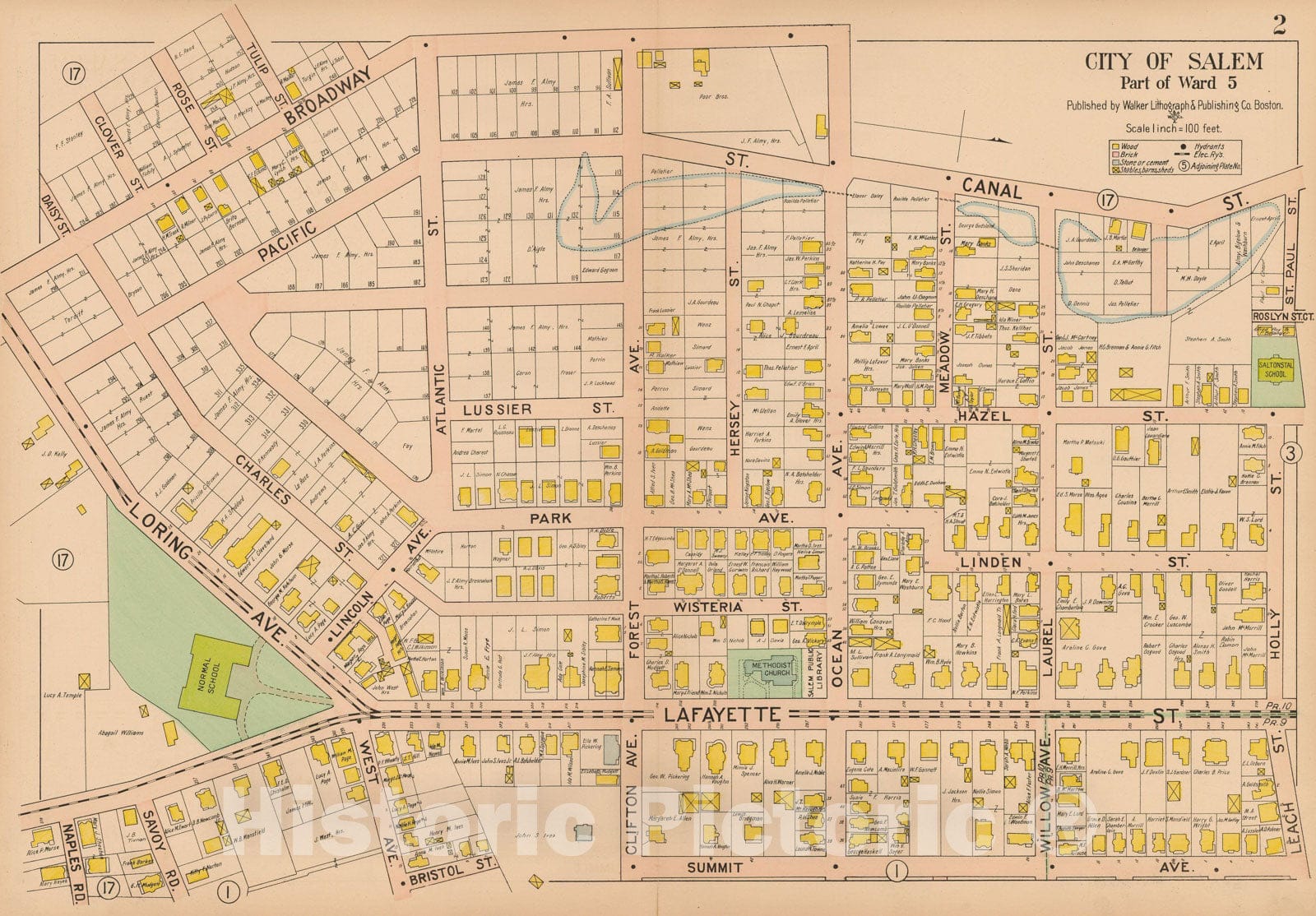 Historic Map : Atlas City of Salem, Salem 1911 Plate 002 , Vintage Wall Art