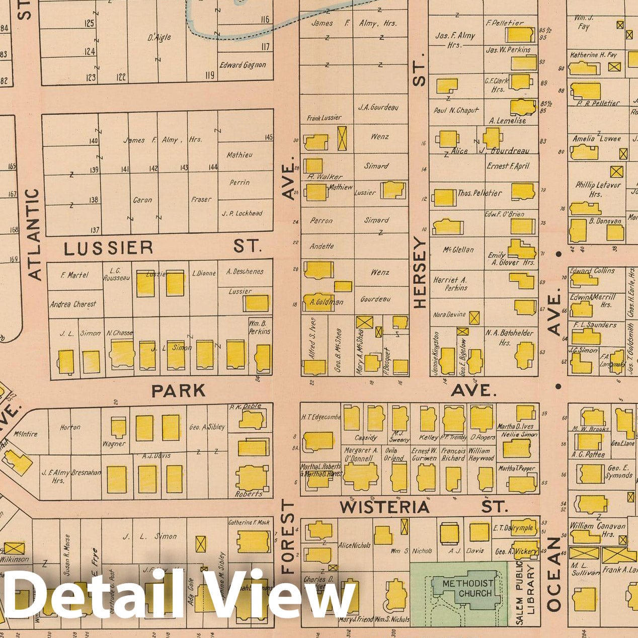 Historic Map : Atlas City of Salem, Salem 1911 Plate 002 , Vintage Wall Art