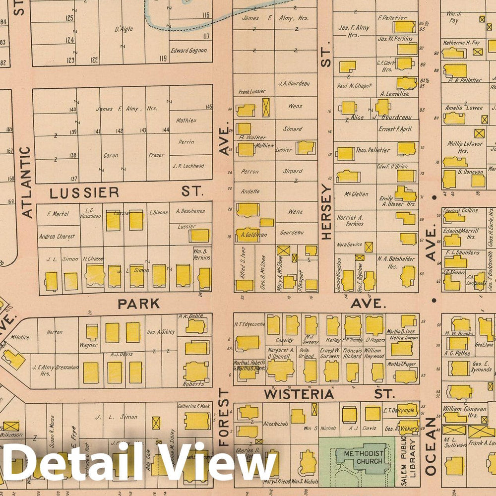 Historic Map : Atlas City of Salem, Salem 1911 Plate 002 , Vintage Wall Art