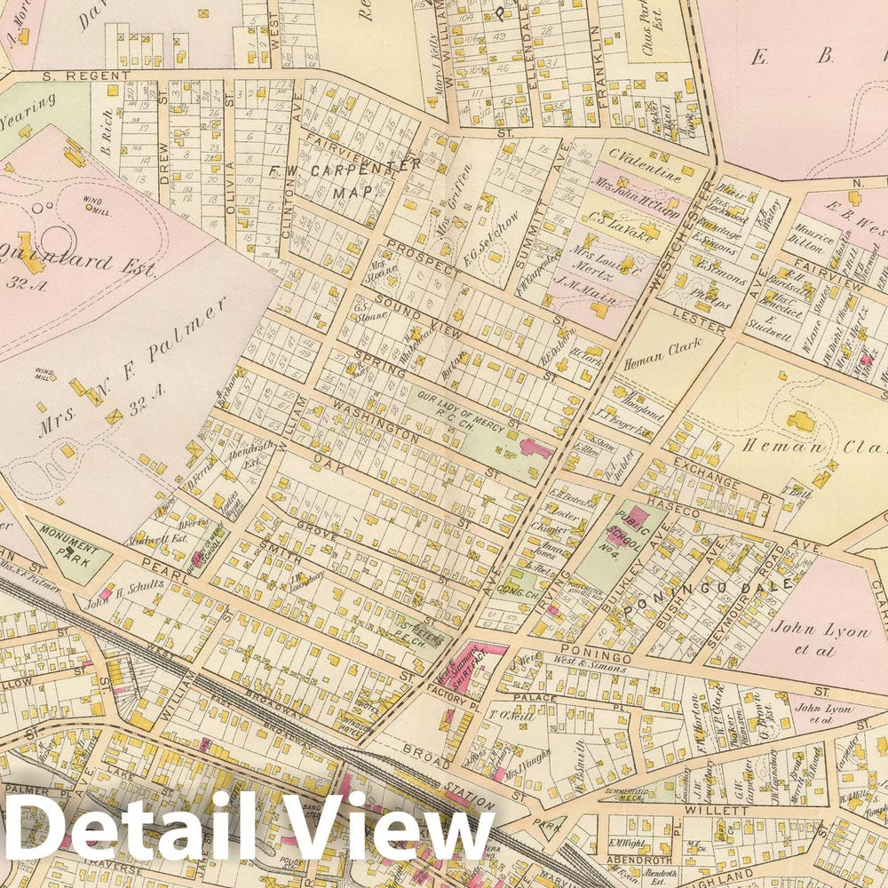 Historic Map : Atlas of Westchester County, Village of Portchester 1901 , Vintage Wall Art