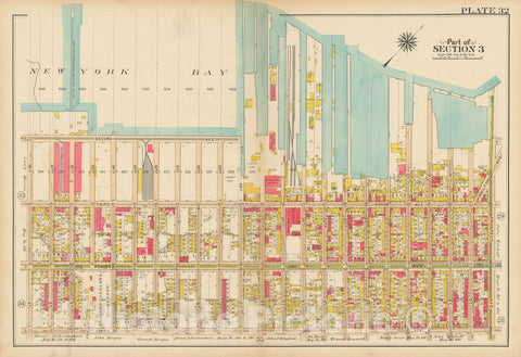 Historic Map : Vol. 1, Brooklyn 1908 Plate 032 , Atlas Borough of Brooklyn , Vintage Wall Art