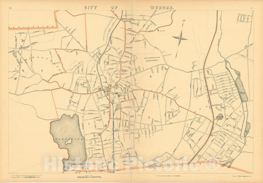 Historic Map : Atlas of Massachusetts, Woburn 1904 , Vintage Wall Art