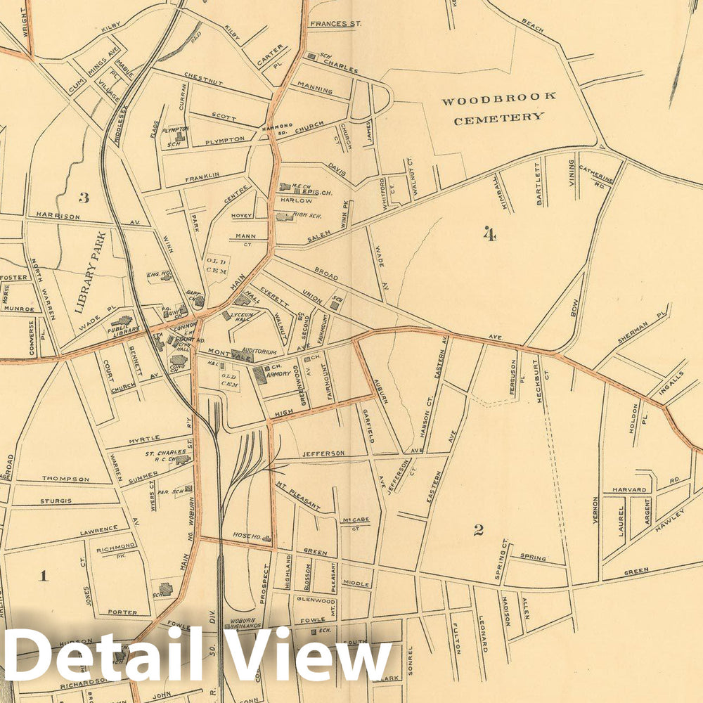 Historic Map : Atlas of Massachusetts, Woburn 1904 , Vintage Wall Art