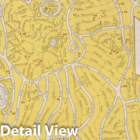 Historic Map : Mount Auburn Cemetery 1941 , Vintage Wall Art