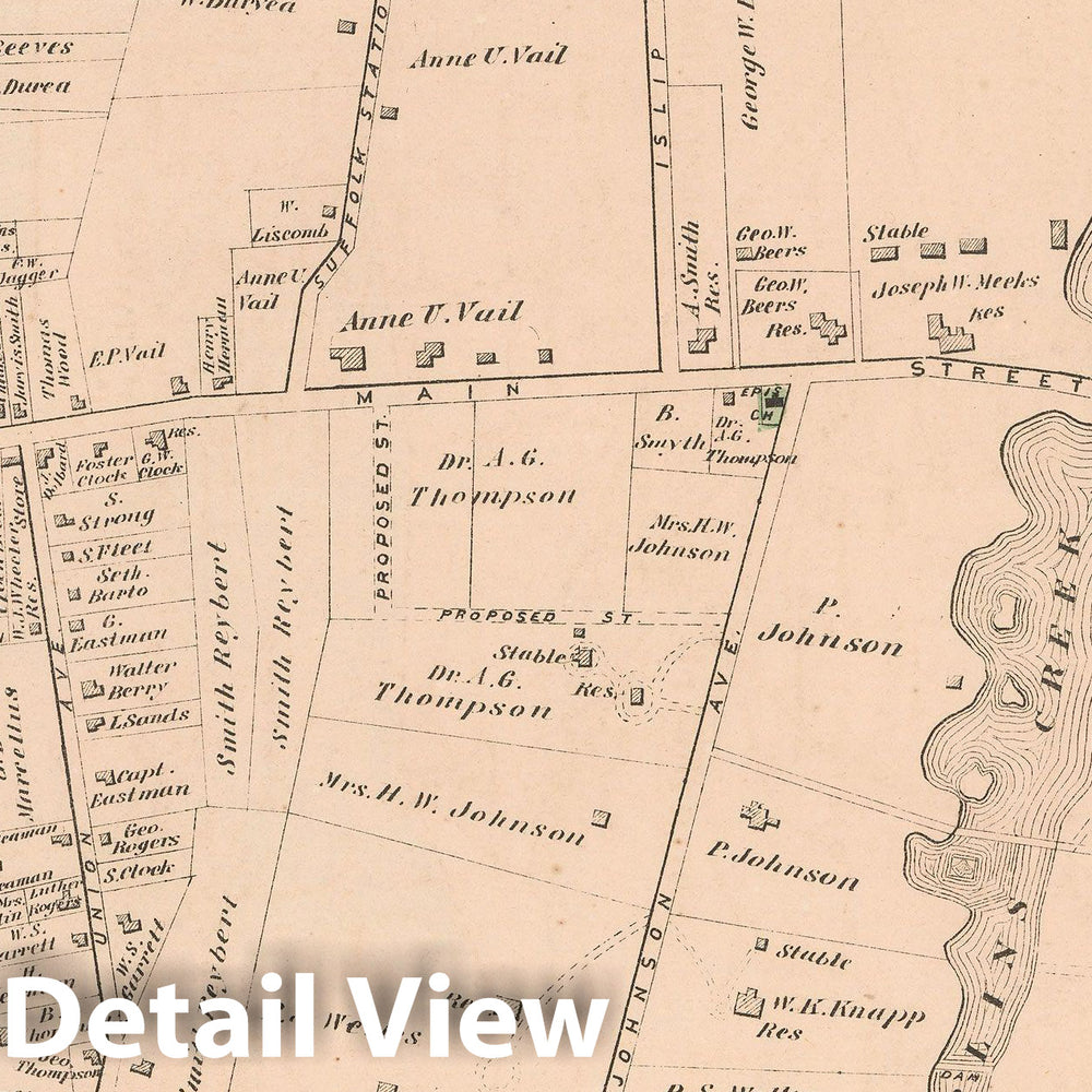 Historic Map : Atlas of Long Island, New York, Islip 1873 , Vintage Wall Art