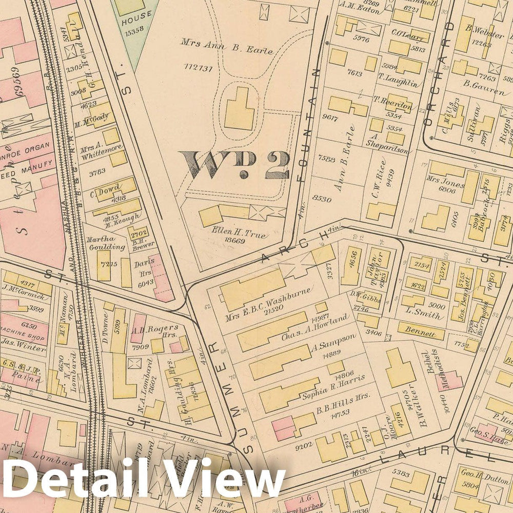 Historic Map : Atlas City of Worcester, MA, Worcester 1886 Plate 005 , Vintage Wall Art