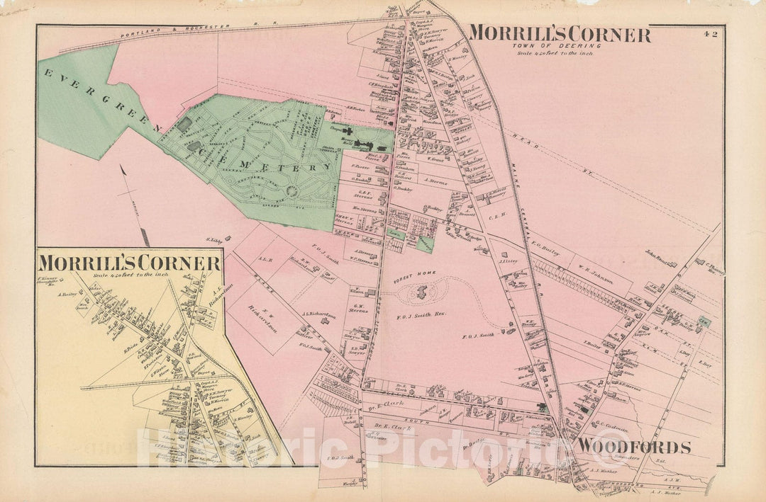 Historic Map : Atlas of Cumberland County Maine, Deering 1871 , Vintage Wall Art