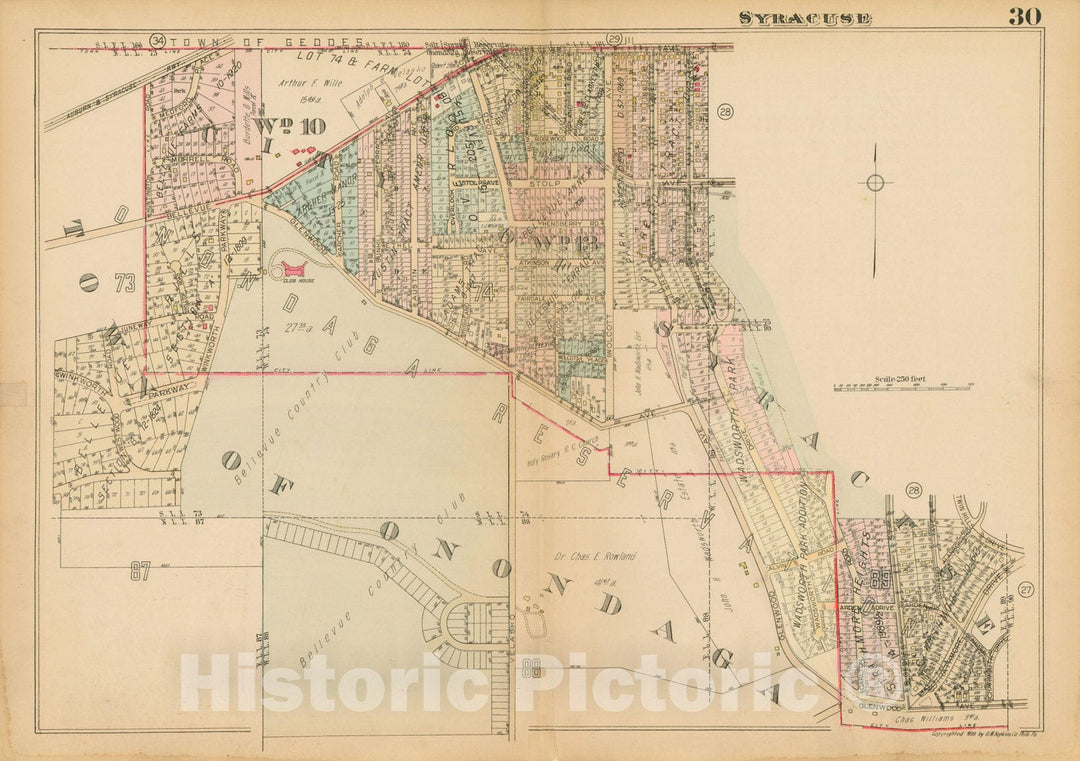 Historic Map : Atlas City of Syracuse, NY and Suburbs, Syracuse 1924 Plate 030 , Vintage Wall Art