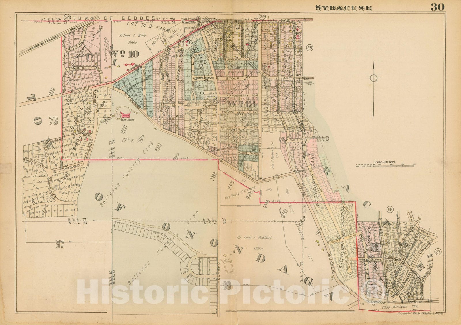 Historic Map : Atlas City of Syracuse, NY and Suburbs, Syracuse 1924 Plate 030 , Vintage Wall Art
