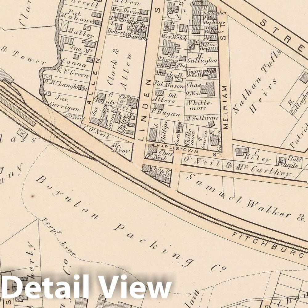 Historic Map : Atlas City of Somerville, Somerville 1874 Plate F , Vintage Wall Art
