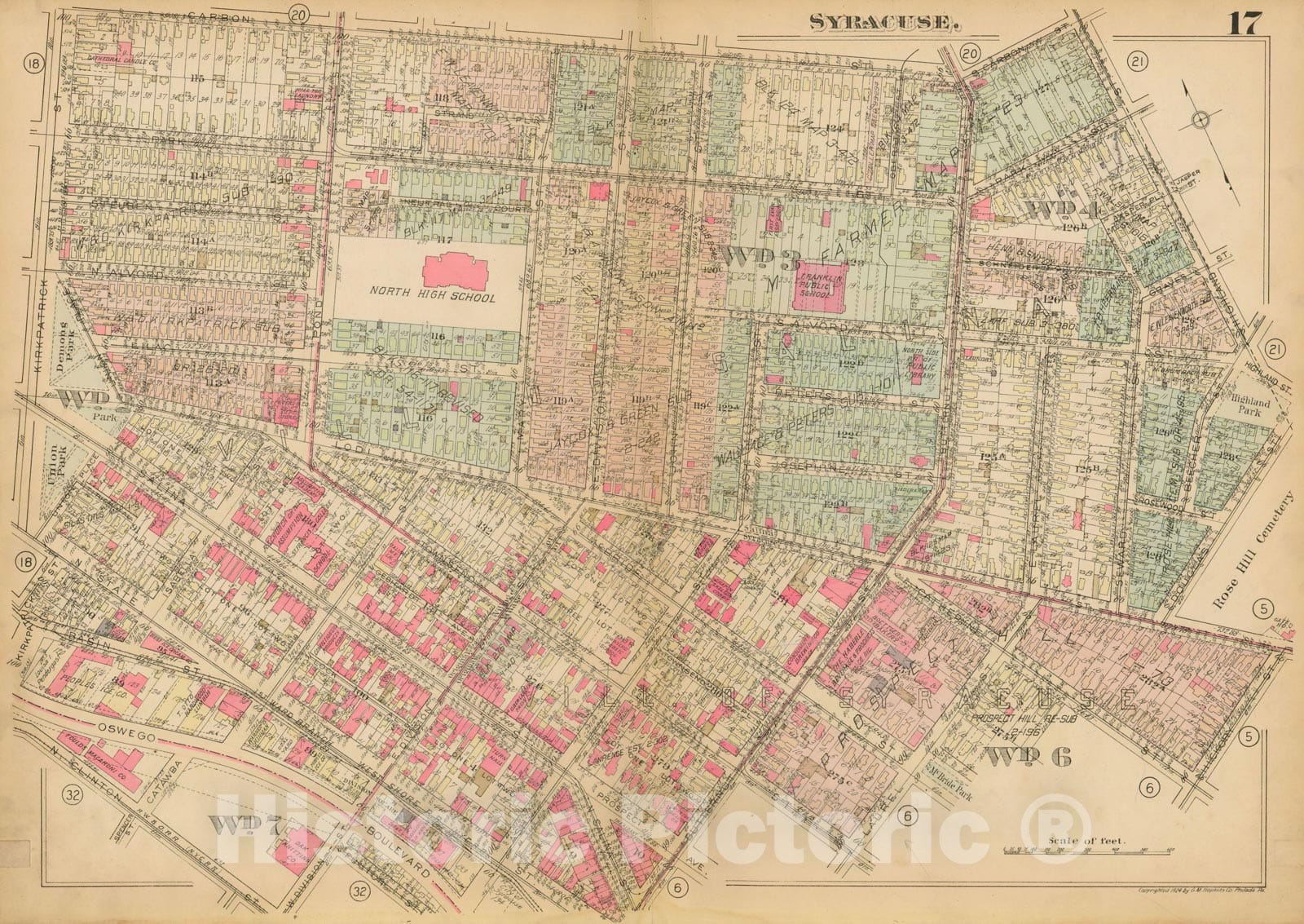 Historic Map : Atlas City of Syracuse, NY and Suburbs, Syracuse 1924 Plate 017 , Vintage Wall Art