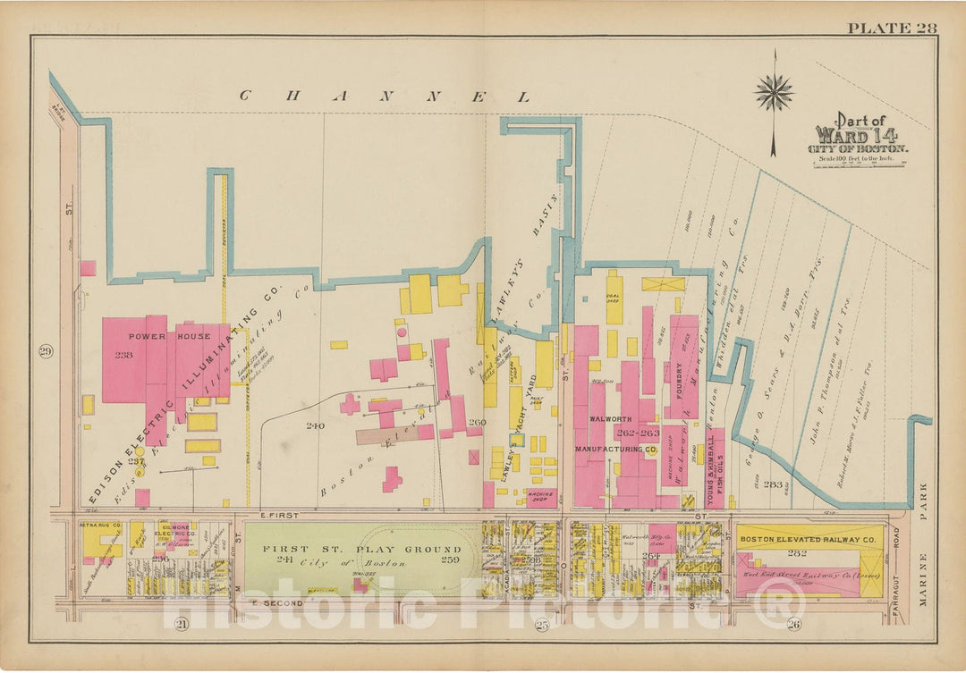 Historic Map : Atlas of South Boston, South Boston 1910 Plate 028 , Vintage Wall Art