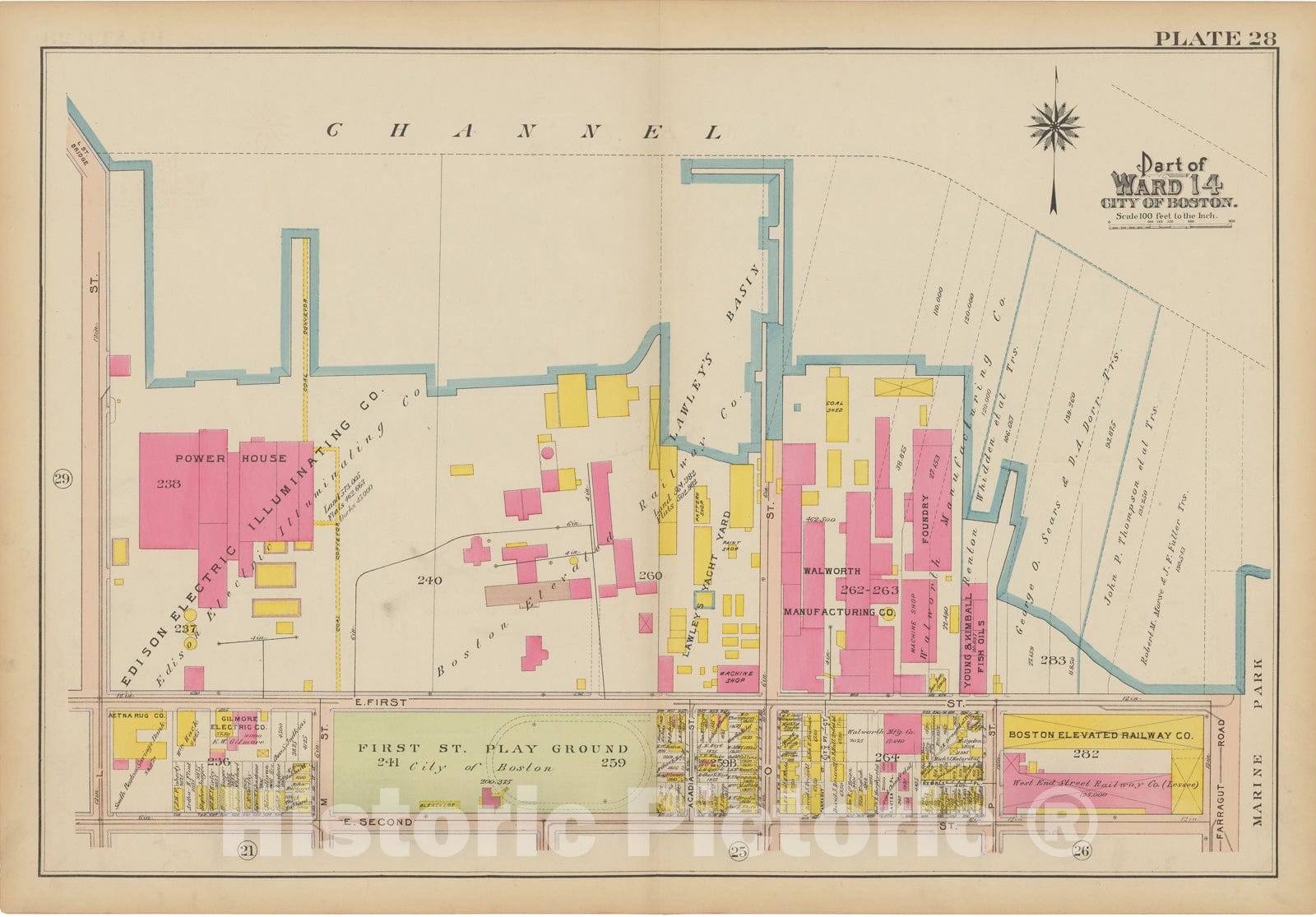 Historic Map : Atlas of South Boston, South Boston 1910 Plate 028 , Vintage Wall Art