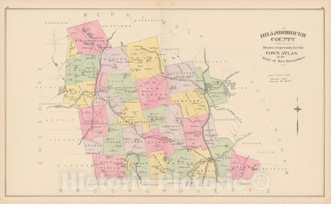 Historic Map : Hillsborough 1892 , Town and City Atlas State of New Hampshire , v2, Vintage Wall Art