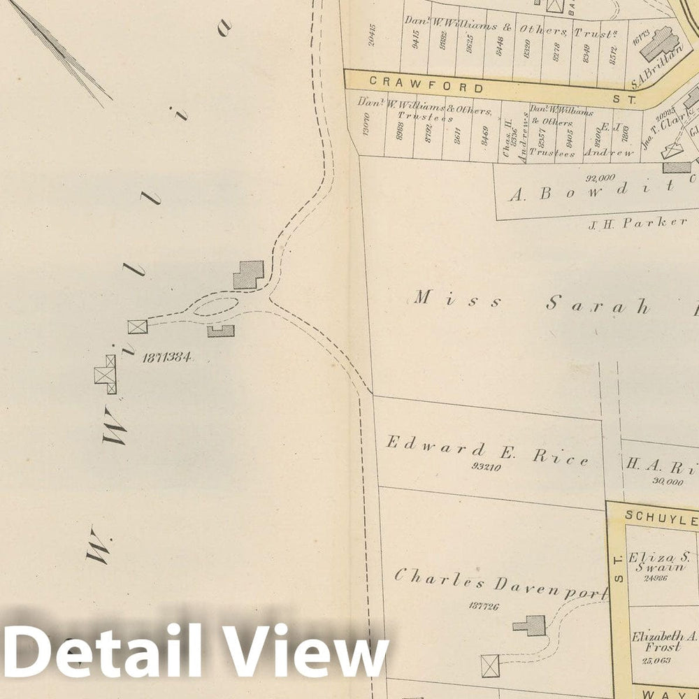 Historic Map : Atlas of County of Suffolk, MA Vol. 2nd, Roxbury 1873 Plate H , Vintage Wall Art