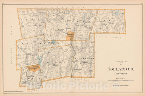 Historic Map : Tolland 1893 , Town and City Atlas State of Connecticut , Vintage Wall Art