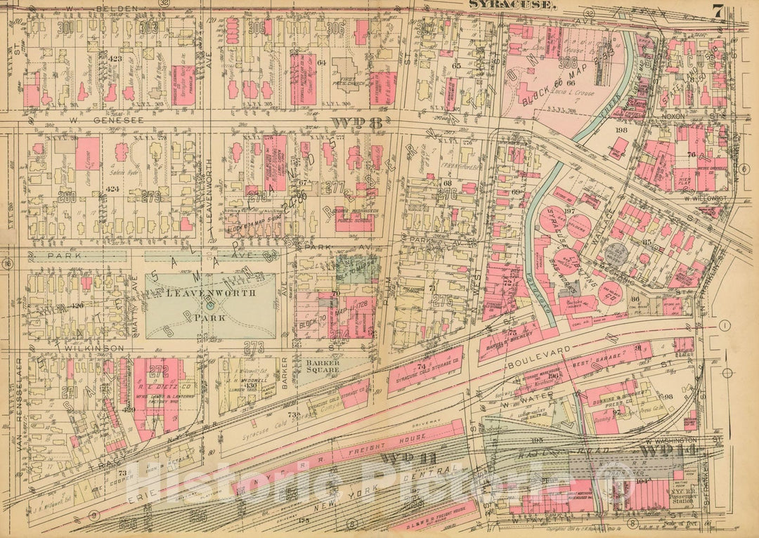 Historic Map : Atlas City of Syracuse, NY and Suburbs, Syracuse 1924 Plate 007 , Vintage Wall Art
