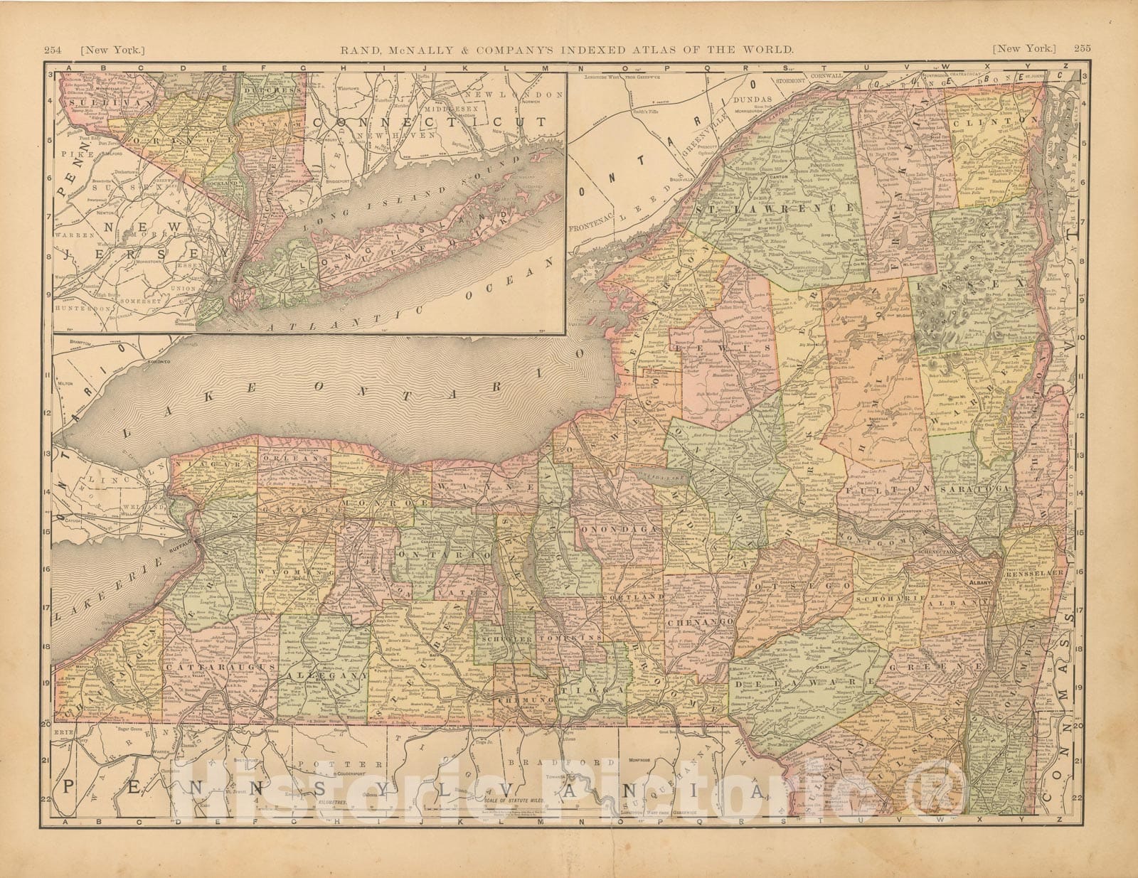 Historic Map : United States Maps, New York 1894 , Vintage Wall Art