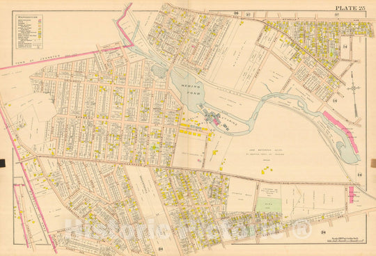 Historic Map : Atlas City of Providence Rhode Island, Providence 1908 Plate 025 , Vintage Wall Art