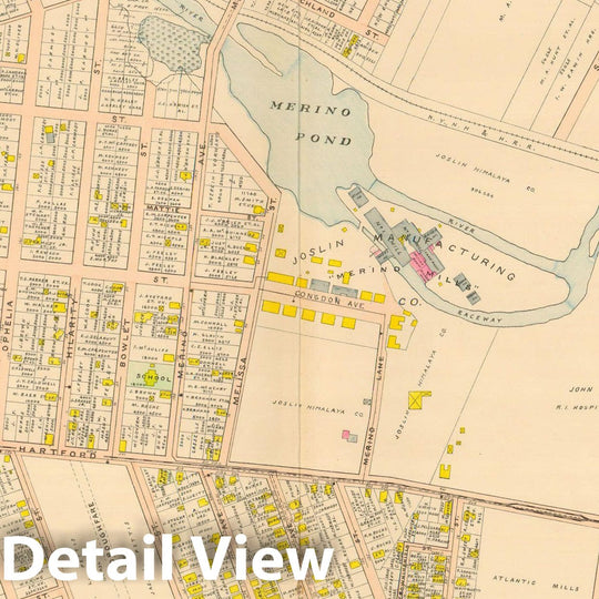 Historic Map : Atlas City of Providence Rhode Island, Providence 1908 Plate 025 , Vintage Wall Art