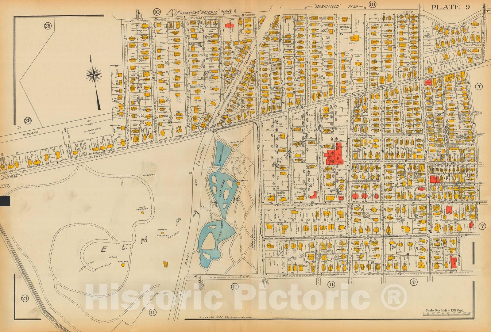 Historic Map : Atlas City of Worcester MA 1922 Plate 009 , Vintage Wall Art