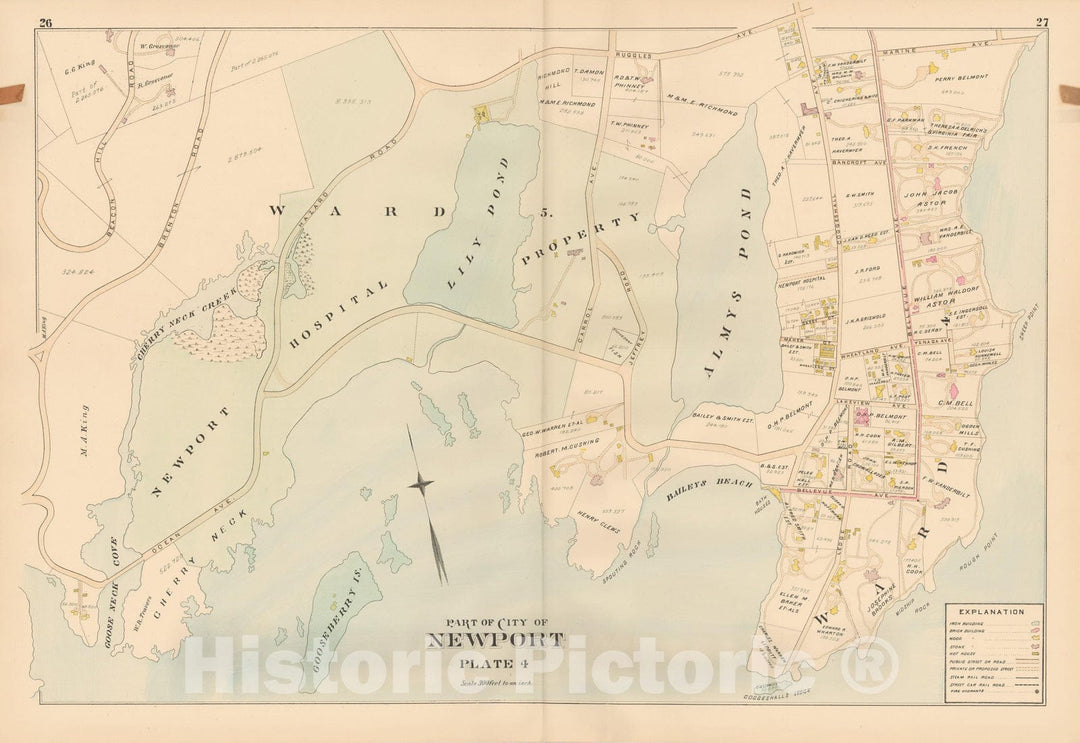 Historic Map : Atlas of Southern Rhode Island, 1895 Plate 004 , Vintage Wall Art