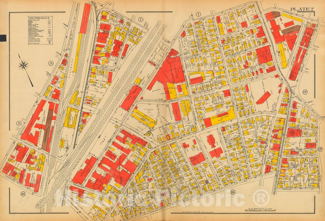 Historic Map : Atlas City of Worcester MA 1922 Plate 002 , Vintage Wall Art