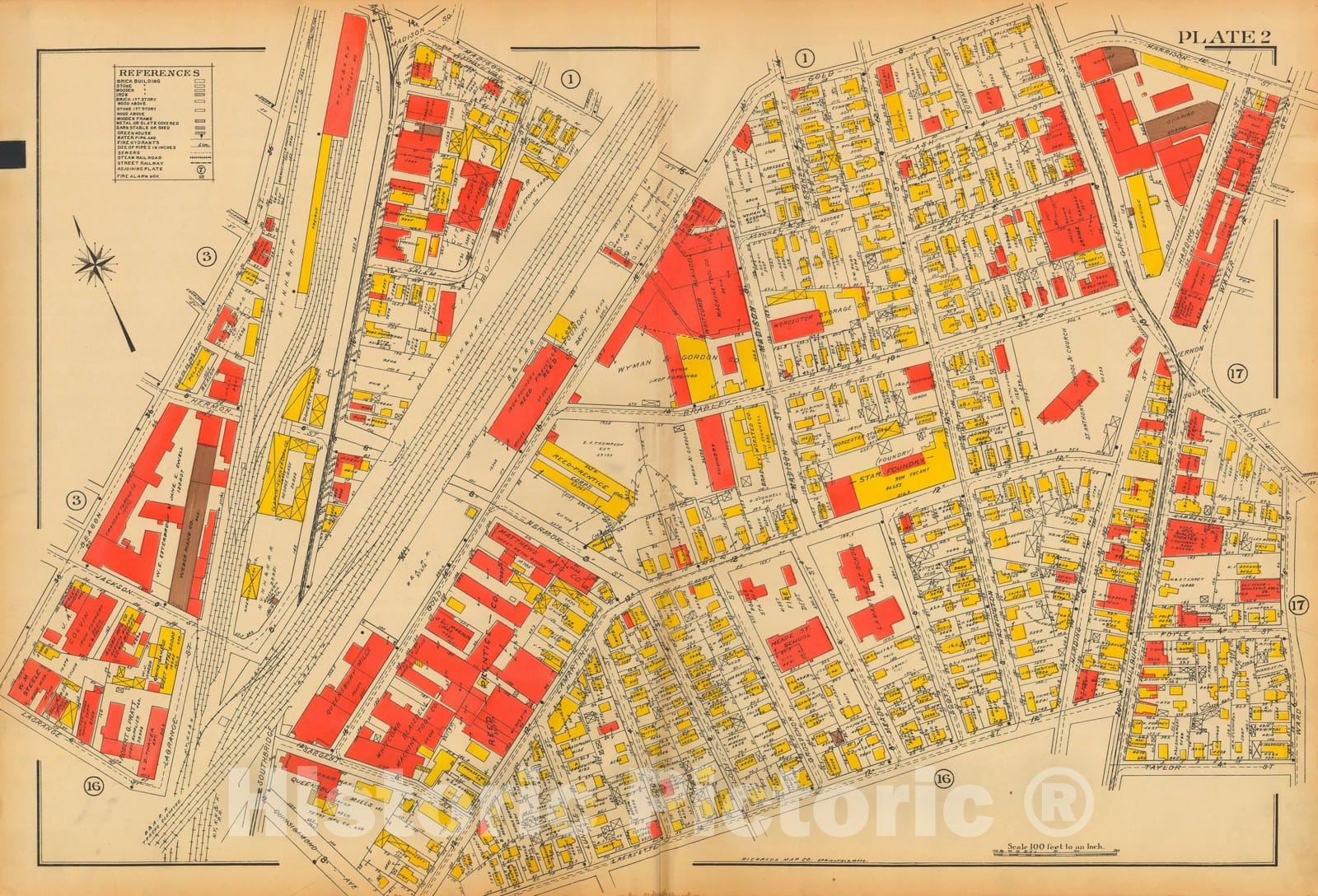 Historic Map : Atlas City of Worcester MA 1922 Plate 002 , Vintage Wall Art