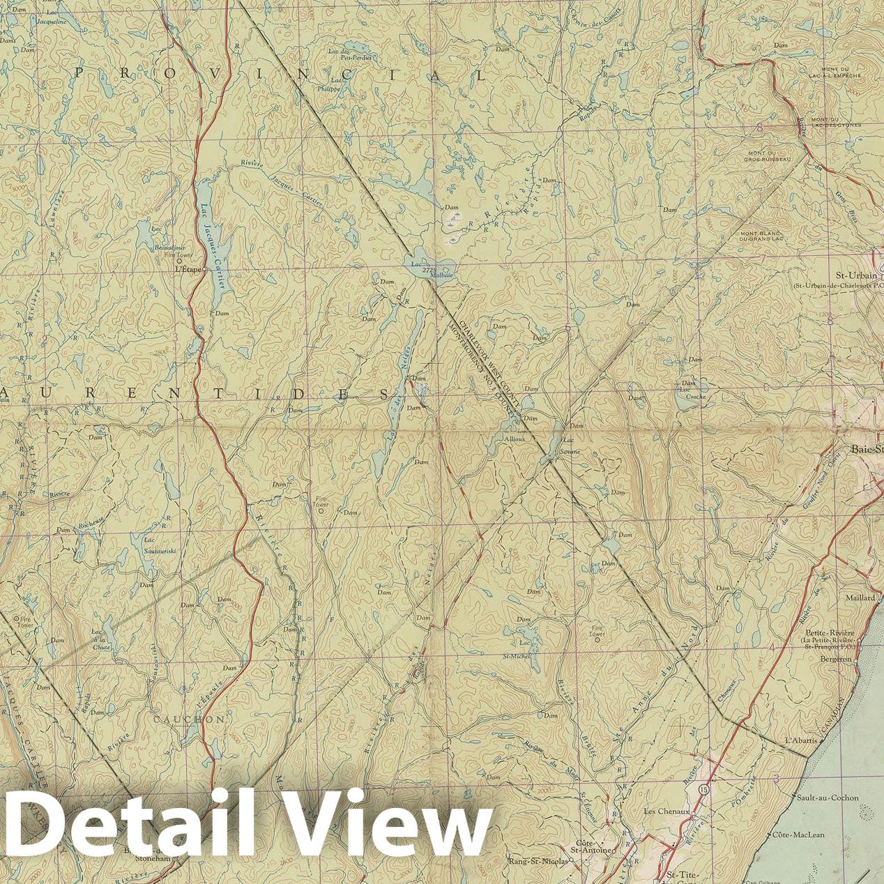 Historic Map : Canada National Topographic System, Baie St Paul 1962 , Vintage Wall Art