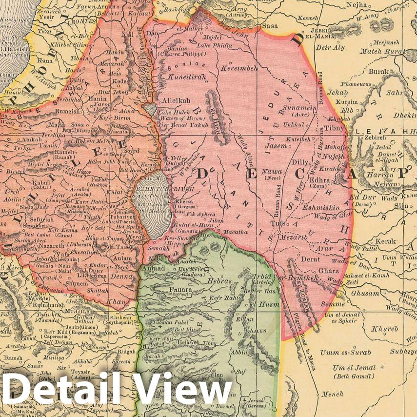 Historic Map : Palestine & Israel 1892 , Rand McNally's Atlas World , Vintage Wall Art