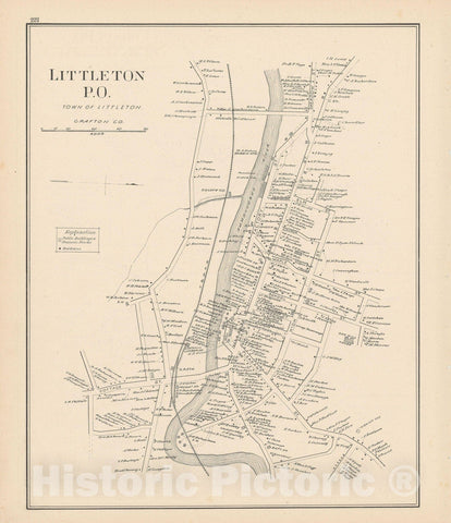 Historic Map : Littleton 1892 , Town and City Atlas State of New Hampshire , Vintage Wall Art