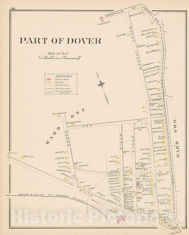 Historic Map : Dover 1892 , Town and City Atlas State of New Hampshire , Vintage Wall Art