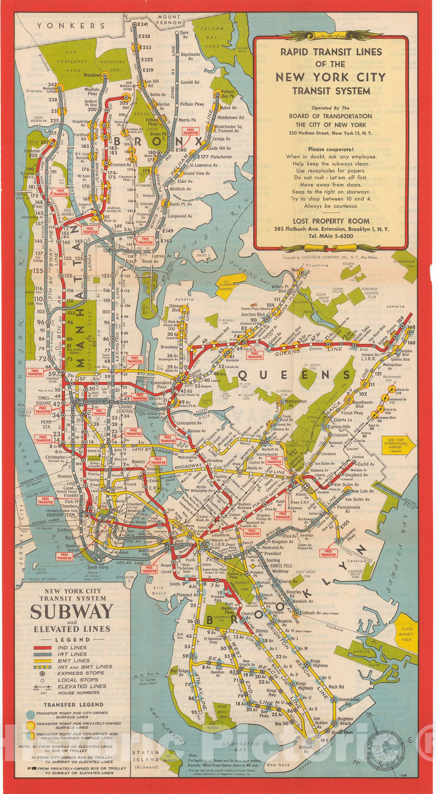 Historic Map : New York City Transit Maps, New York City Rapid Transit Lines 1948 Railroad Catography , Vintage Wall Art