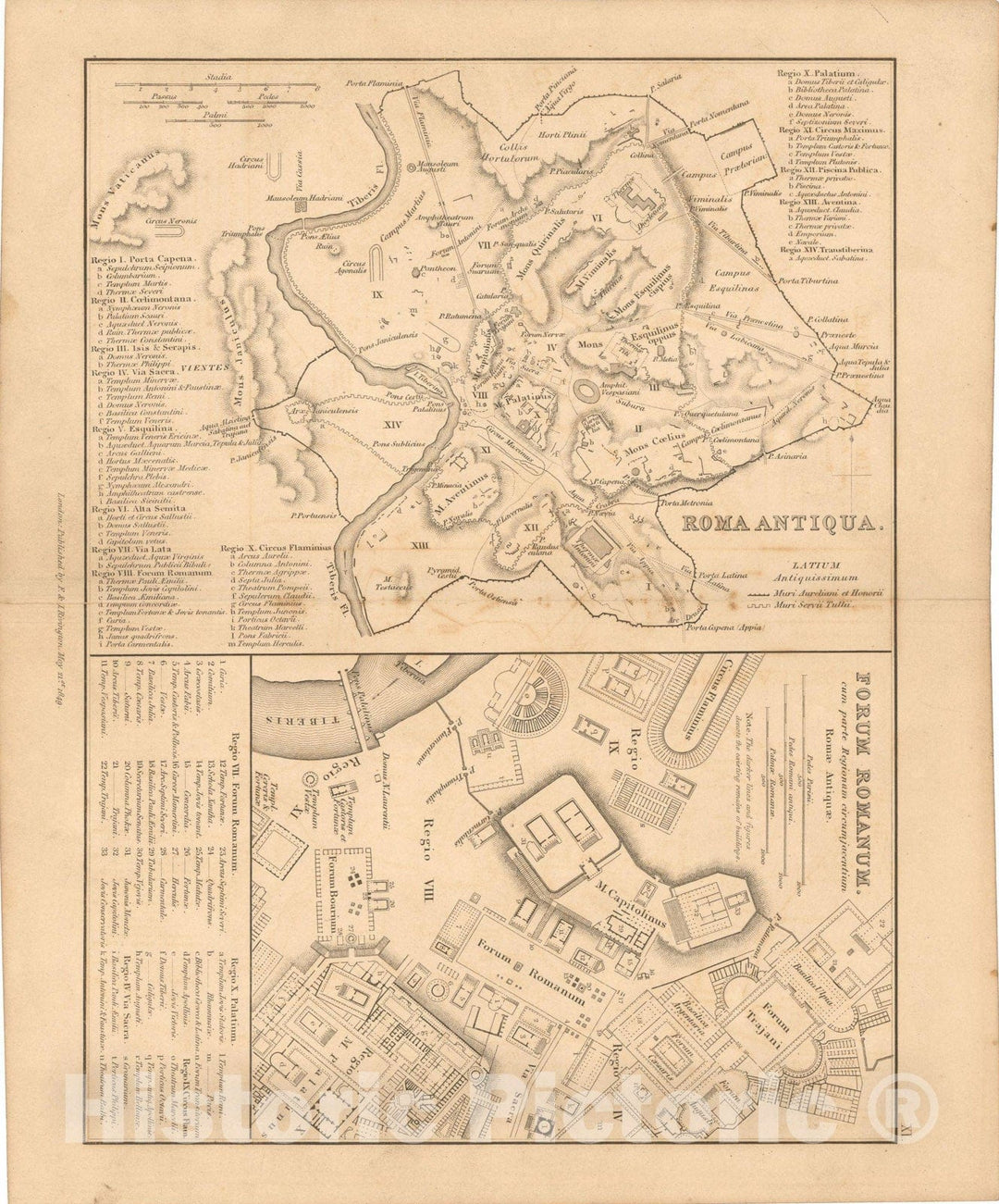 Historic Map : First Classical Atlas, Ancient Rome 1849 , Vintage Wall Art
