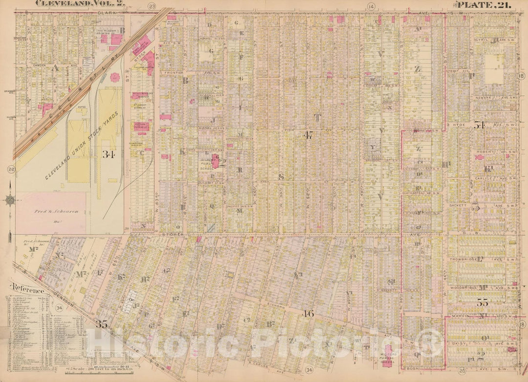 Historic Map : Plat Book of The City of Cleveland, Vol. Two, 1912 Plate 021 , Vintage Wall Art