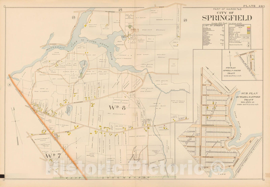Historic Map : Atlas City of Springfield, Springfield 1899 Plate 024 , Vintage Wall Art