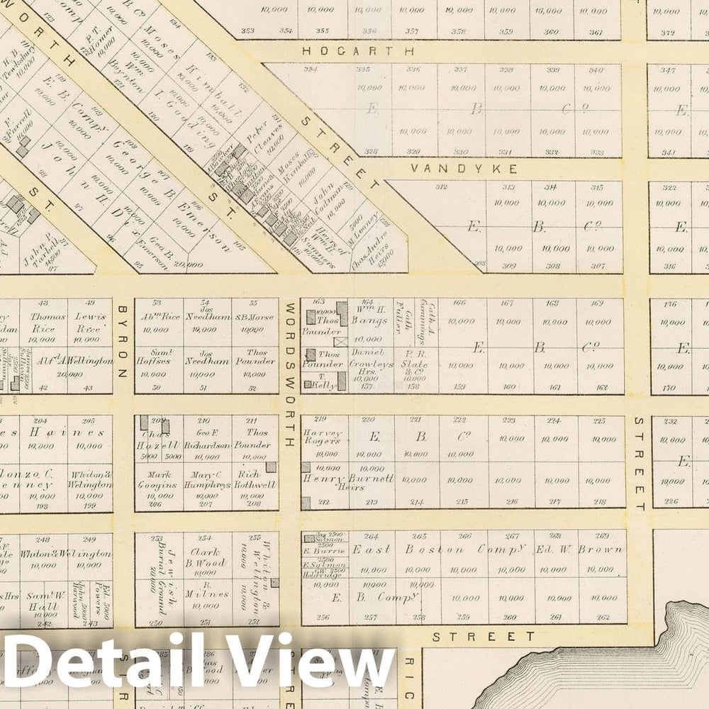 Historic Map : Atlas of county of Suffolk, MA Vol. 4, East Boston 1874 Plate O , Vintage Wall Art