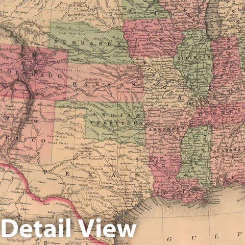 Historic Map : United States 1864 , Johnson's Family Atlas World , Vintage Wall Art