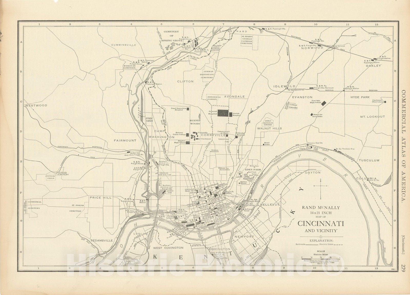 Historic Map : Commercial Atlas of America, 56th Edition, Cincinnati 1925 , Vintage Wall Art